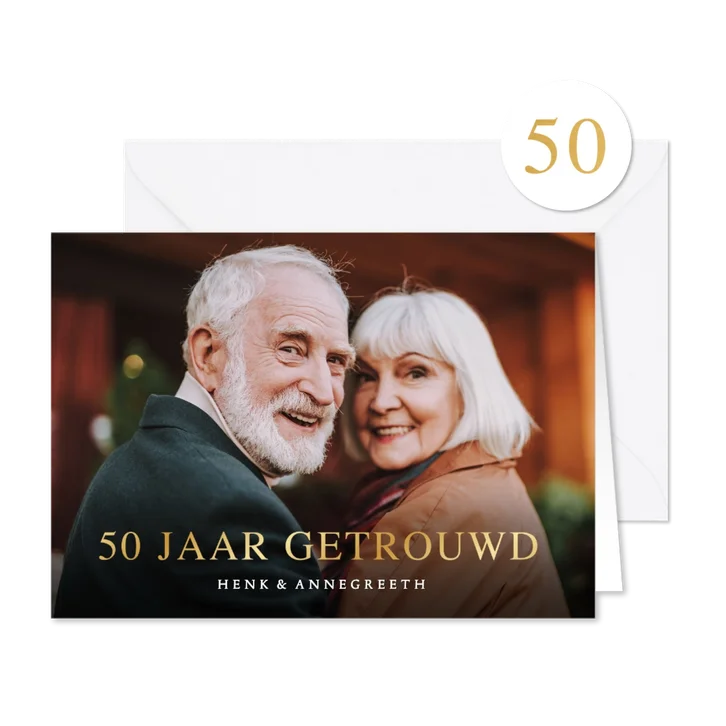 Klassieke uitnodiging gouden jubileum met grote foto 