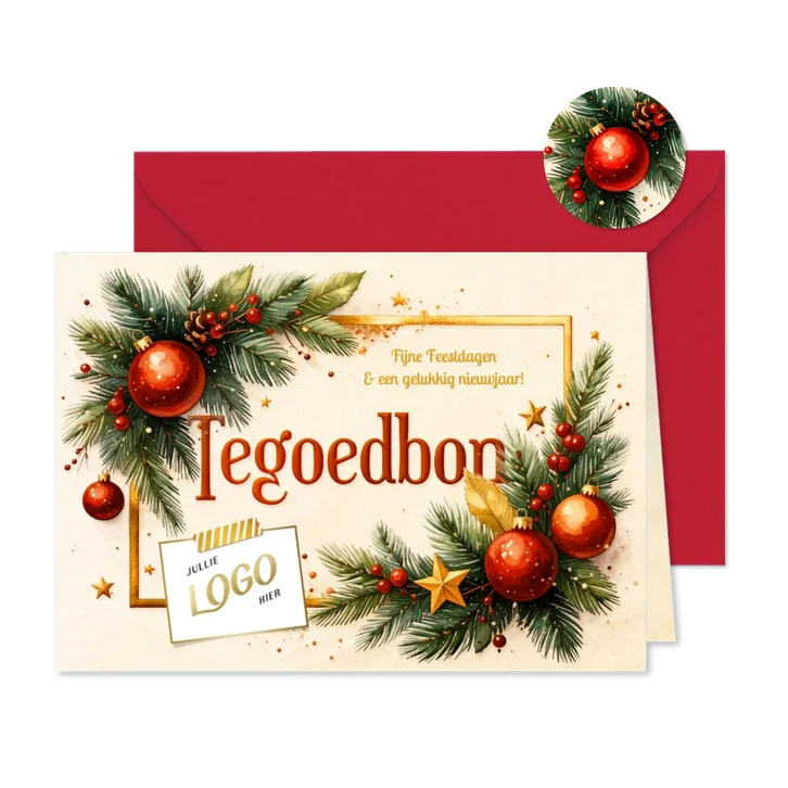 Klassieke zakelijke tegoedbon bedankt met kerstballen