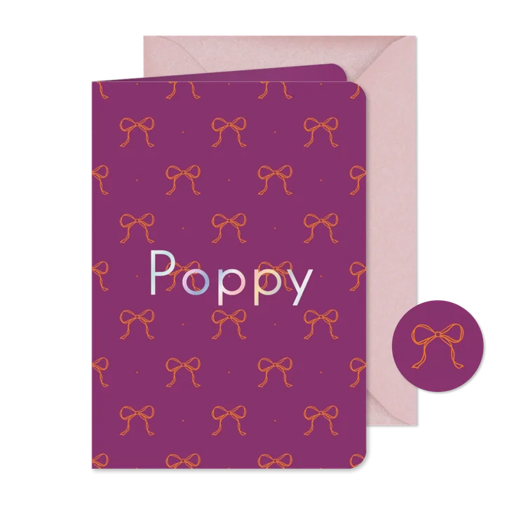 Kleurrijk geboortekaartje met strikjes patroon