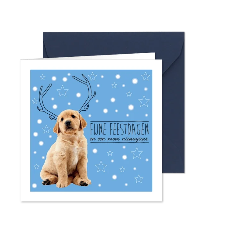 KNGF kerstkaart met puppy en gewei