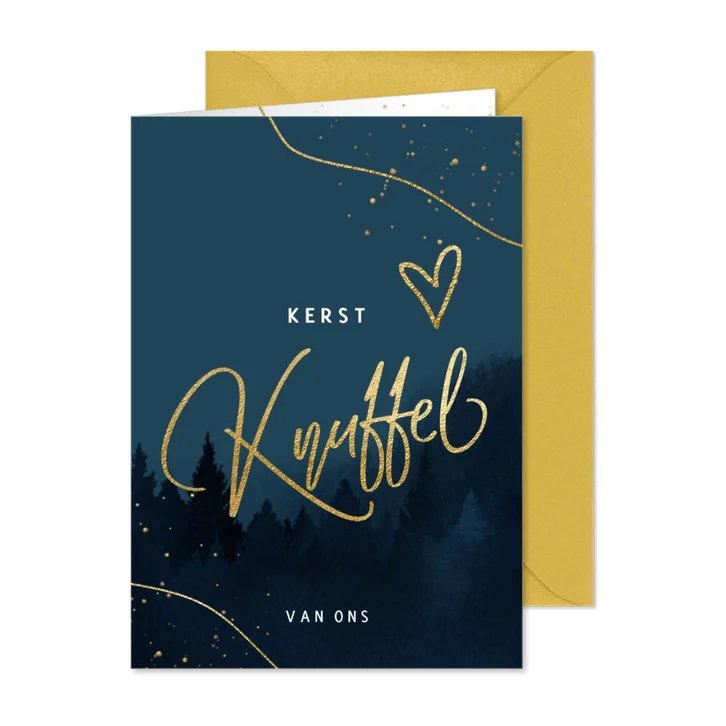 Knuffel kerstkaart sterkte van ons goud hart