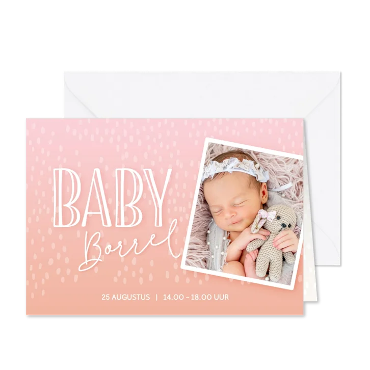 Kraamborrel uitnodiging met foto meisje