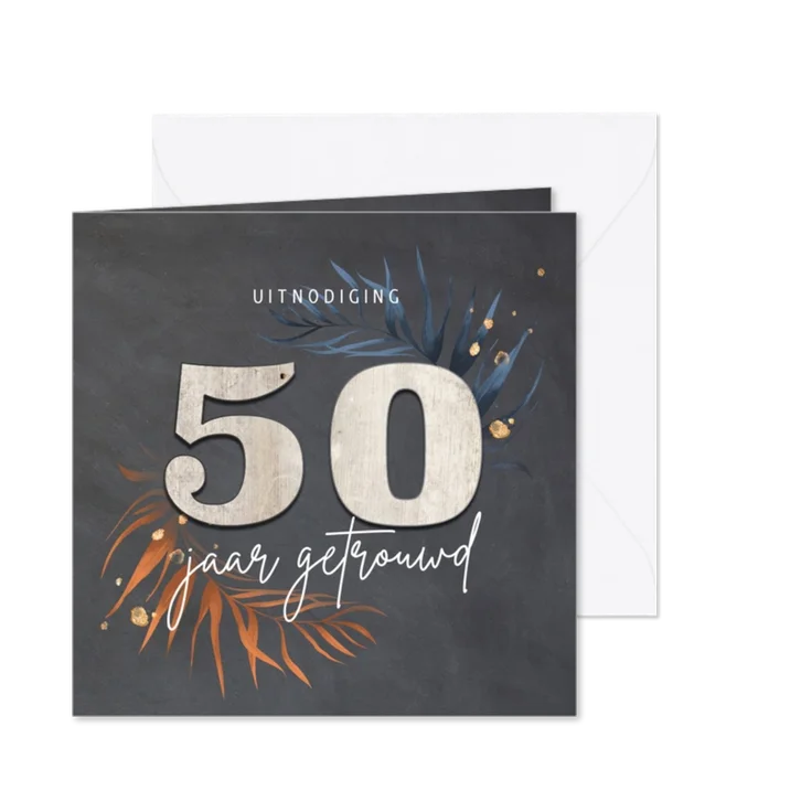 Krijtbord 50 jaar huwelijk - hout cijfers