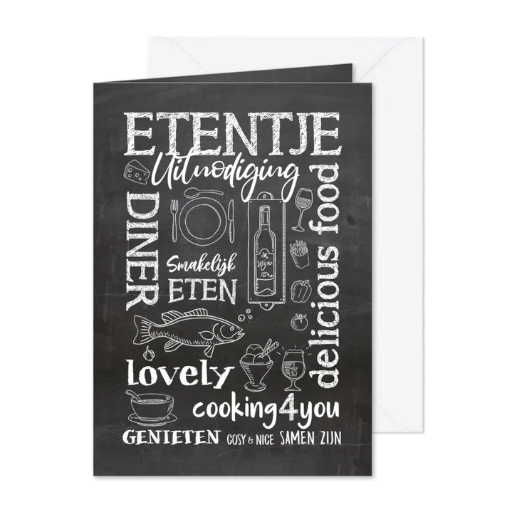 Krijtbord etentje handlettering
