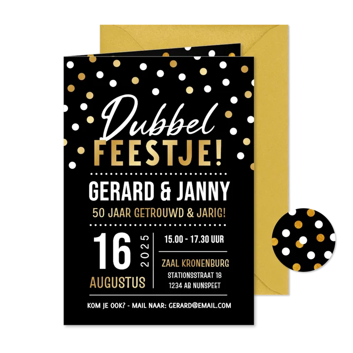 Krijtbord look dubbel feest uitnodiging jubileum & jarig