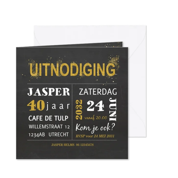 Krijtbord vierkant verjaardagsfeest