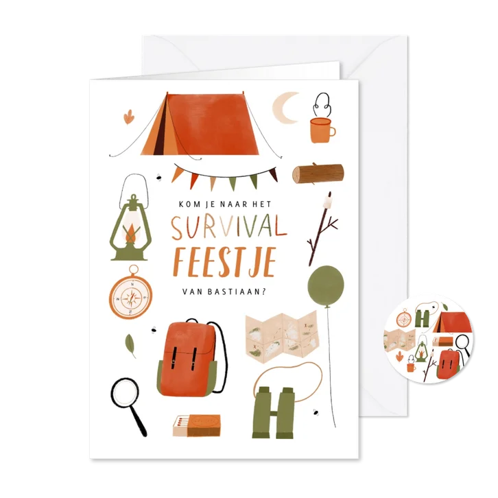 Leuk kinderfeestje survival kampeer outdoor illustratie