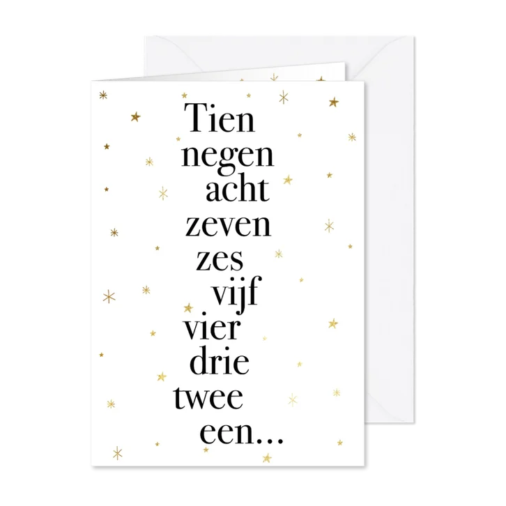 Leuke nieuwjaarskaart met typografie en gouden sterren
