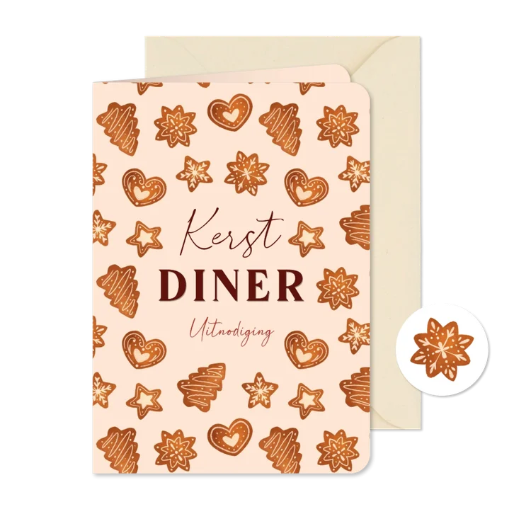 Leuke uitnodiging kerstdiner met kerstkoekjes