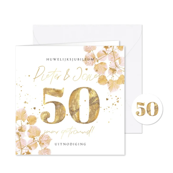 Liedevolle uitnodiging jubileum 50 jaar botanisch goud