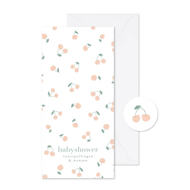 Lief babyshower voorspellingen kaartje met kersjes