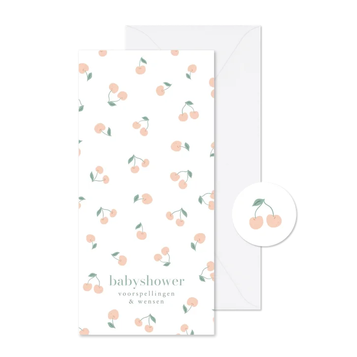 Lief babyshower voorspellingen kaartje met kersjes
