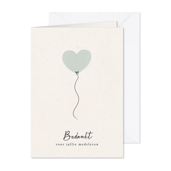 Lief bedankkaartje rouw met blauw ballon hartje