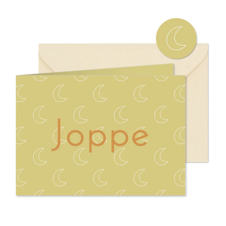 Lief geboortekaartje met patroon van maantjes