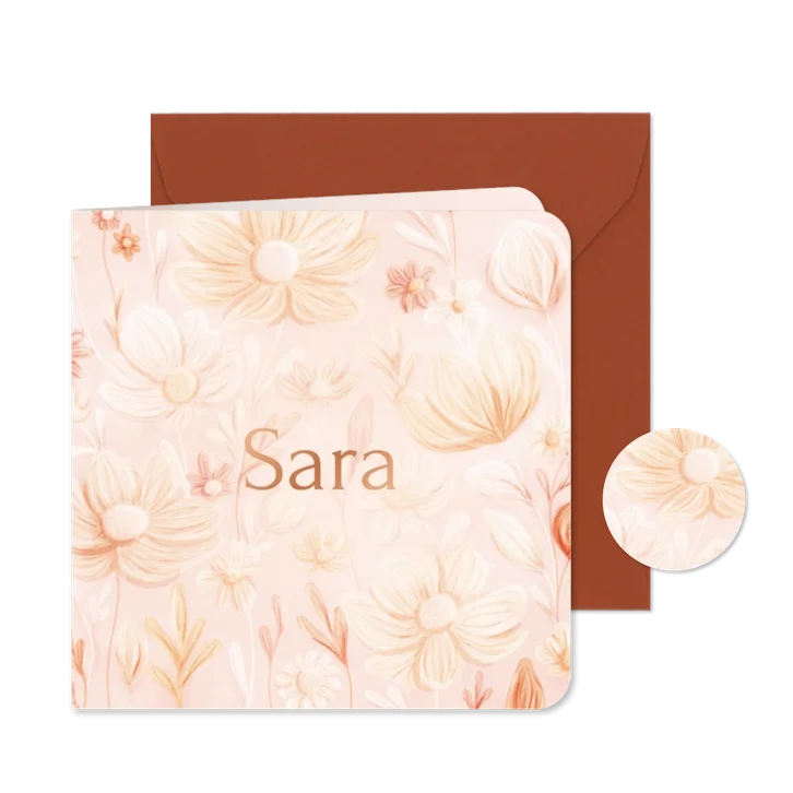 Lief geboortekaartje met waterverf bloemen in pasteltinten