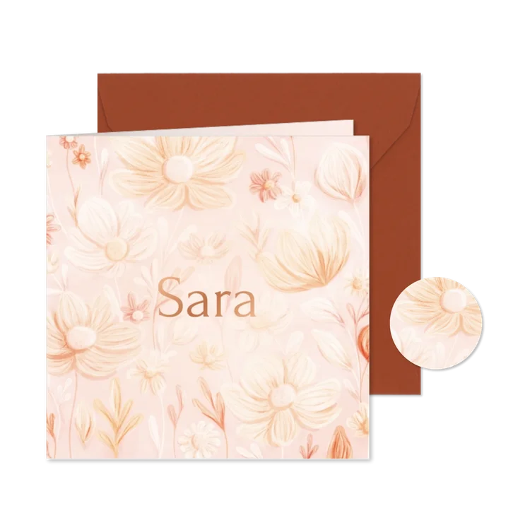 Lief geboortekaartje met waterverf bloemen in pasteltinten