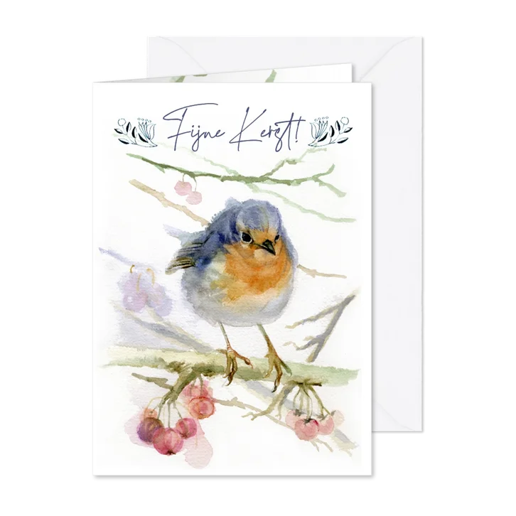 Lief kerstkaartje met roodborst