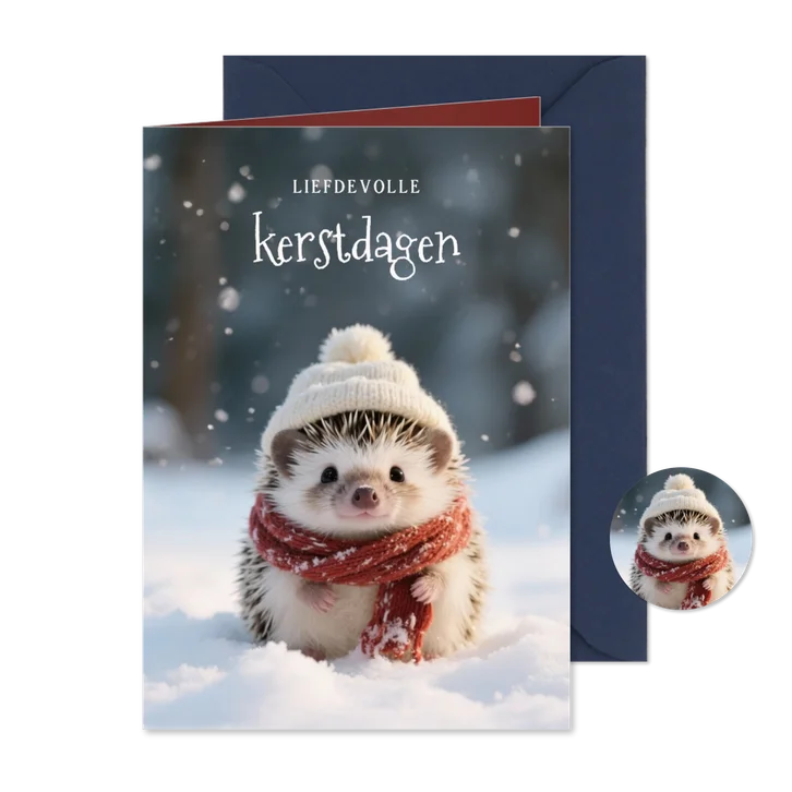 Lief kerstkaartje met schattig egeltje liefdevolle kerst