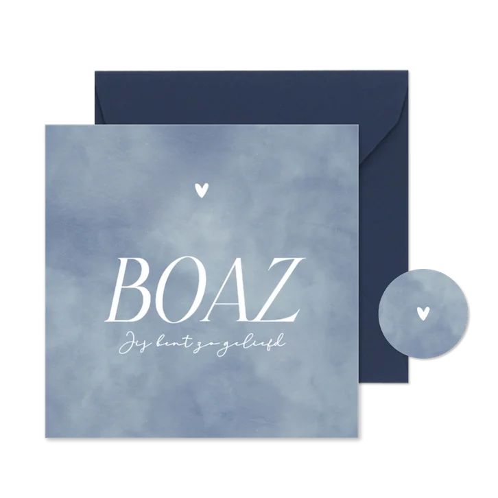 Lief minimalistisch blauw waterverf geboortekaartje jongen