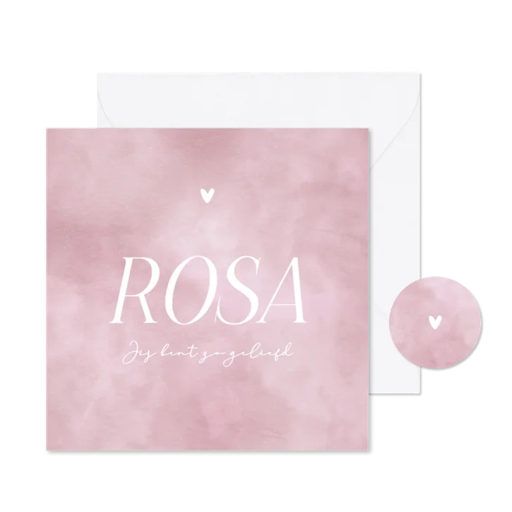 Lief minimalistisch roze waterverf geboortekaartje