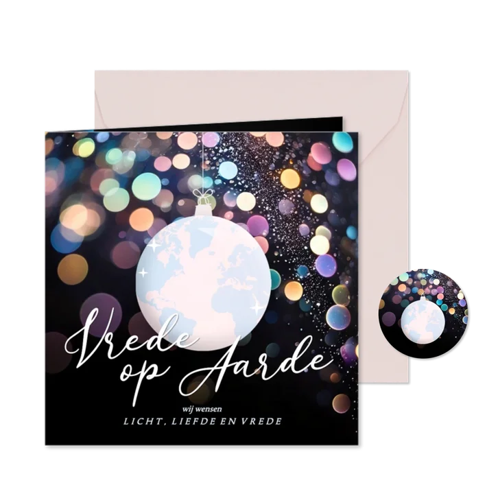 Liefdevolle kerstkaarten aardbol vrede op aarde
