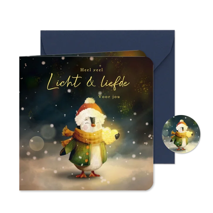 Lieve kerstkaart om iemand licht en liefde te wensen