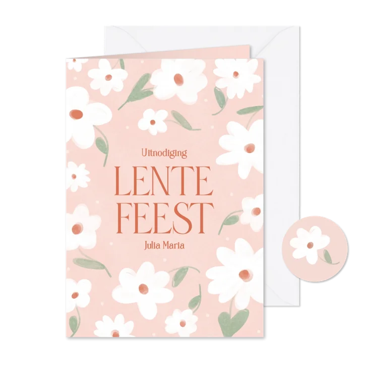 Lieve roze uitnodiging voor een lentefeest met bloemen