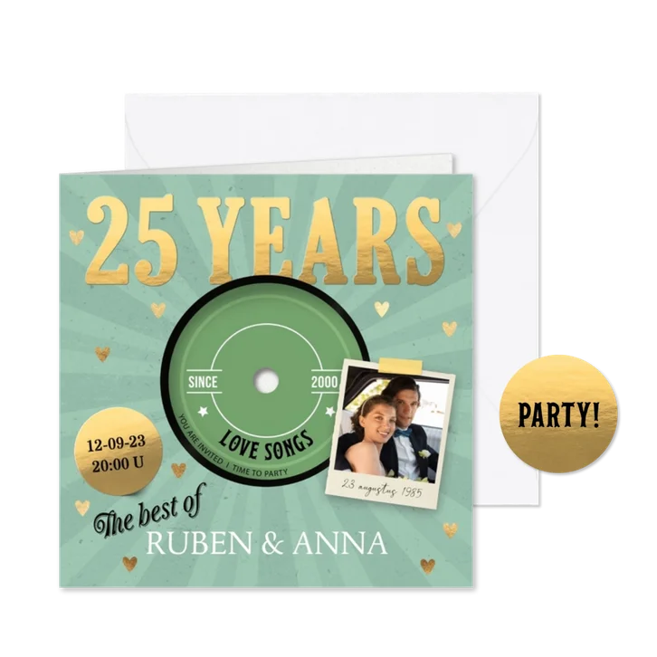 LP uitnodiging 25 jaar huwelijk jubileum
