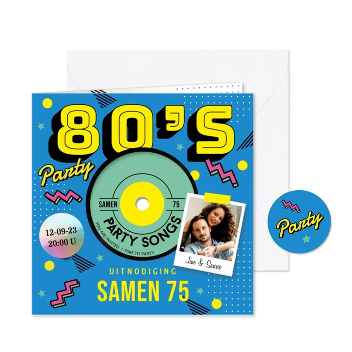 LP uitnodiging 80's party 