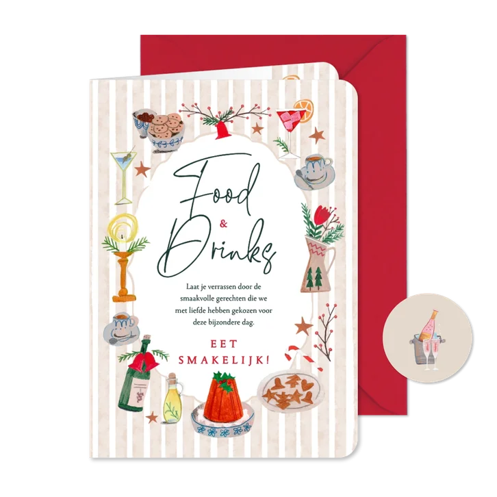 Menukaart doodles kerstdiner maaltijden en dranken
