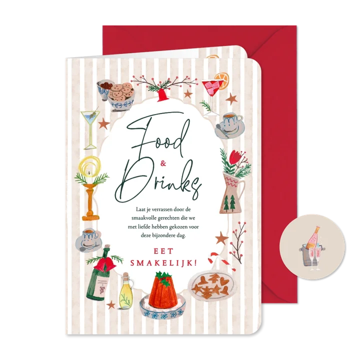 Menukaart doodles kerstdiner maaltijden en dranken