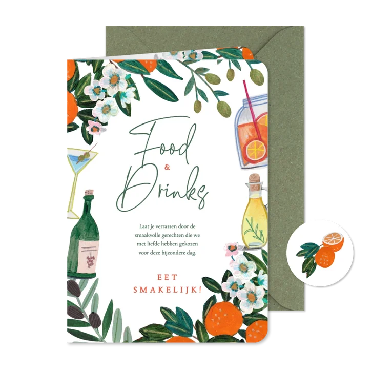 Menukaart feest bruiloft Italiaans