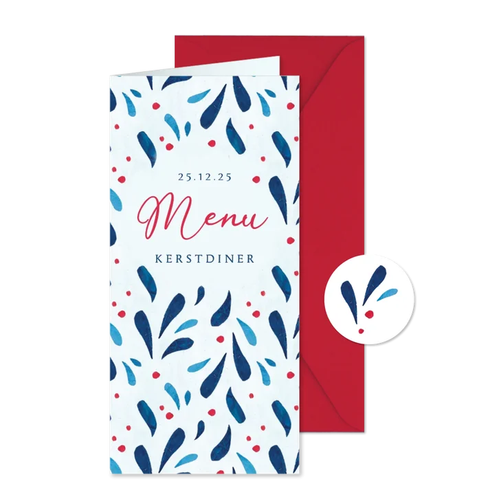 Menukaart kerstdiner in winers thema met maretak