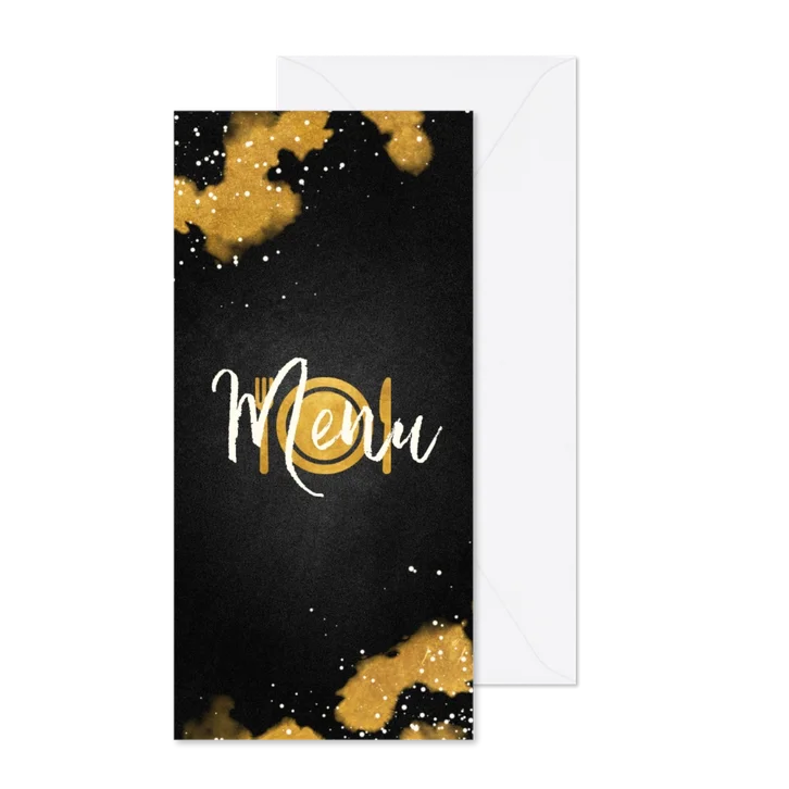 Menukaart kerstdiner met gouden bestek