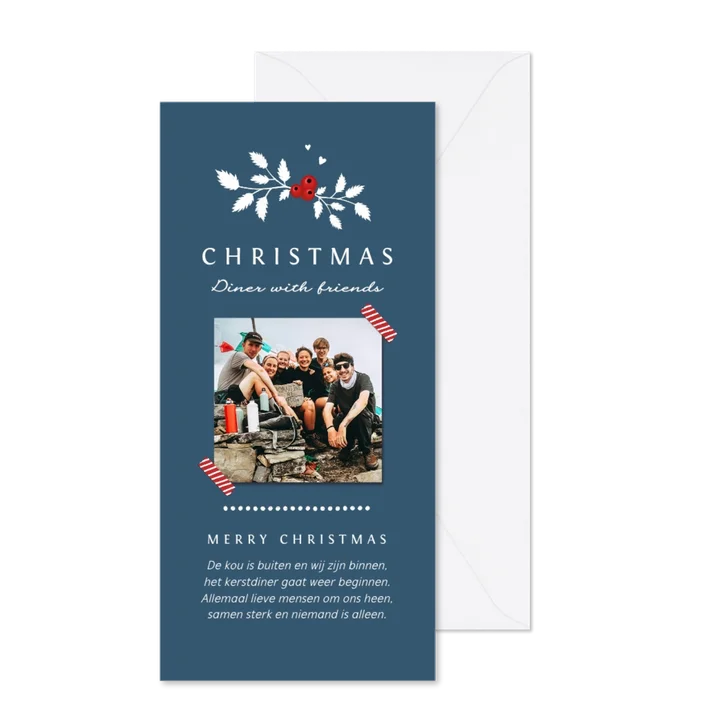 Menukaart kerstdiner vrienden familie met foto