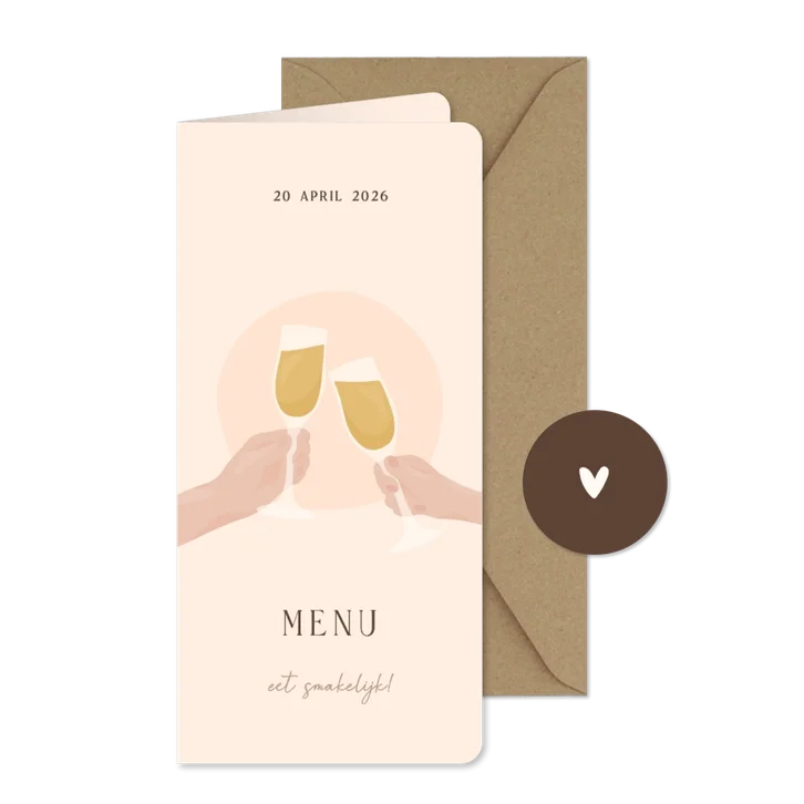 Menukaart met illustratie portret van proostende glazen