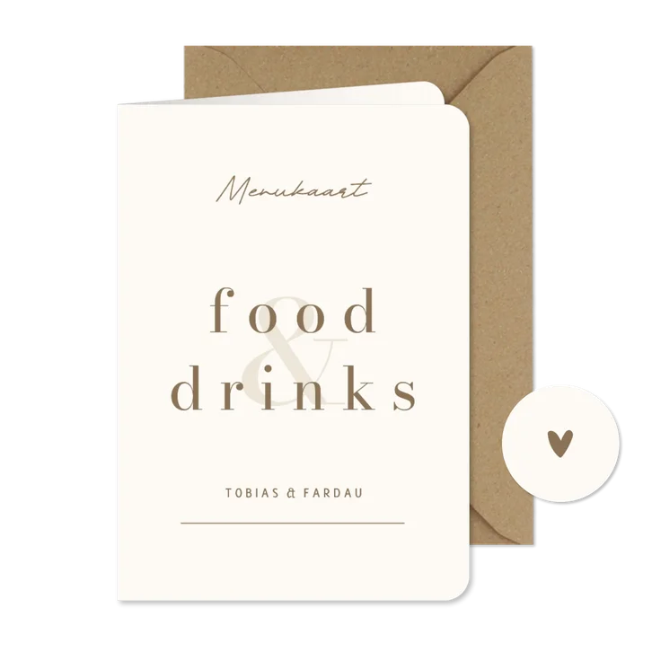 Menukaart minimalistische beige met bruin food & drinks