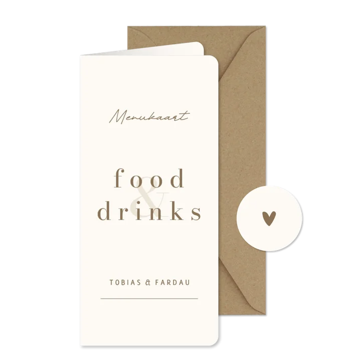 Menukaart modern food & drinks beige met bruin 