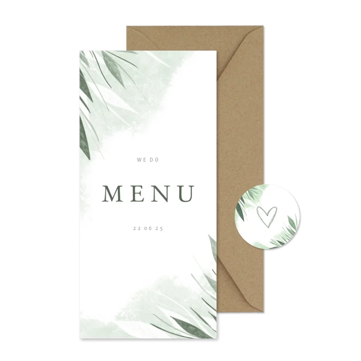 Menukaart stijlvol jungle bladeren met waterverf