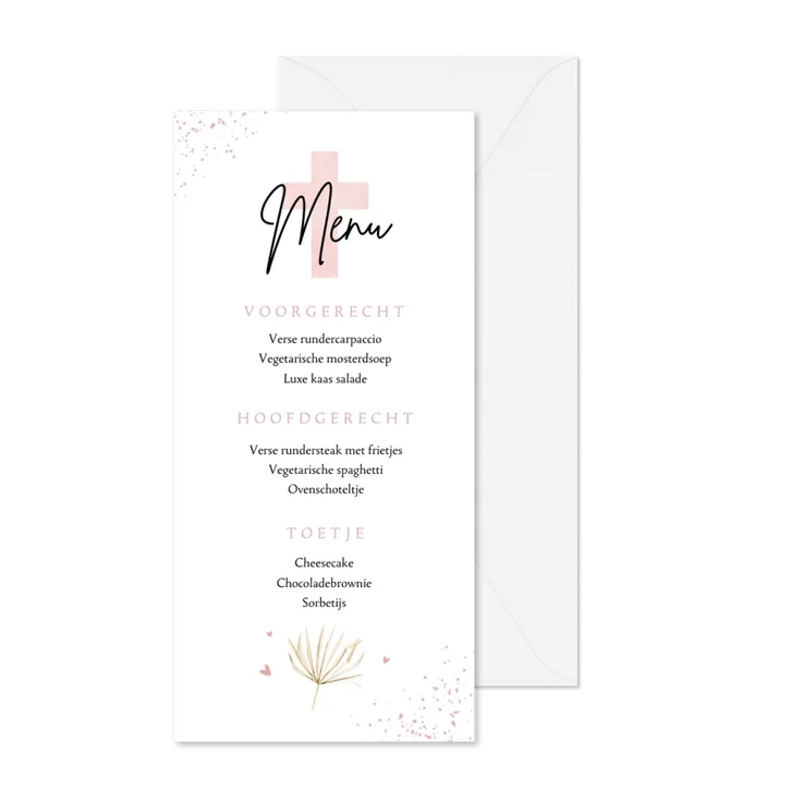 Menukaart stijlvol kruis roze bohemian foto