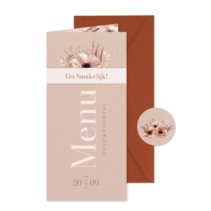 Menukaart stijlvol typografisch botanisch met wikkel effect