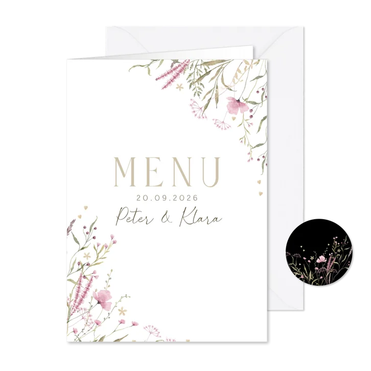 Menukaart veldbloemen 