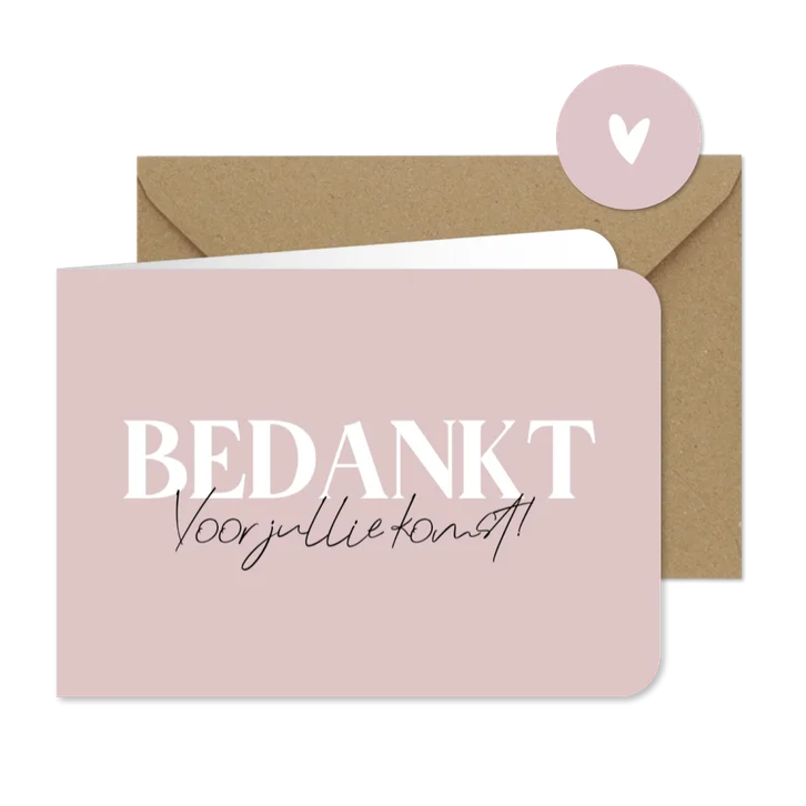 Minimalistisch bedankkaartje bruiloft met grote tekst