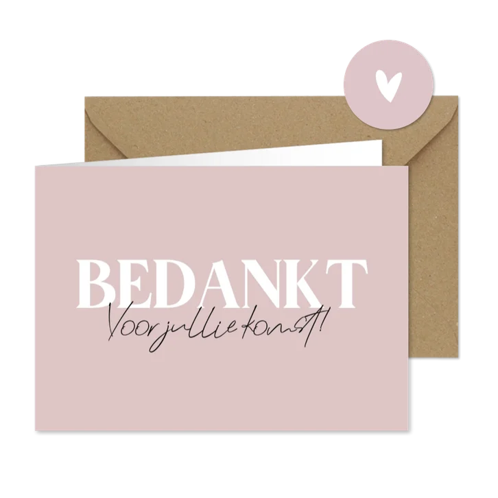Minimalistisch bedankkaartje bruiloft met grote tekst