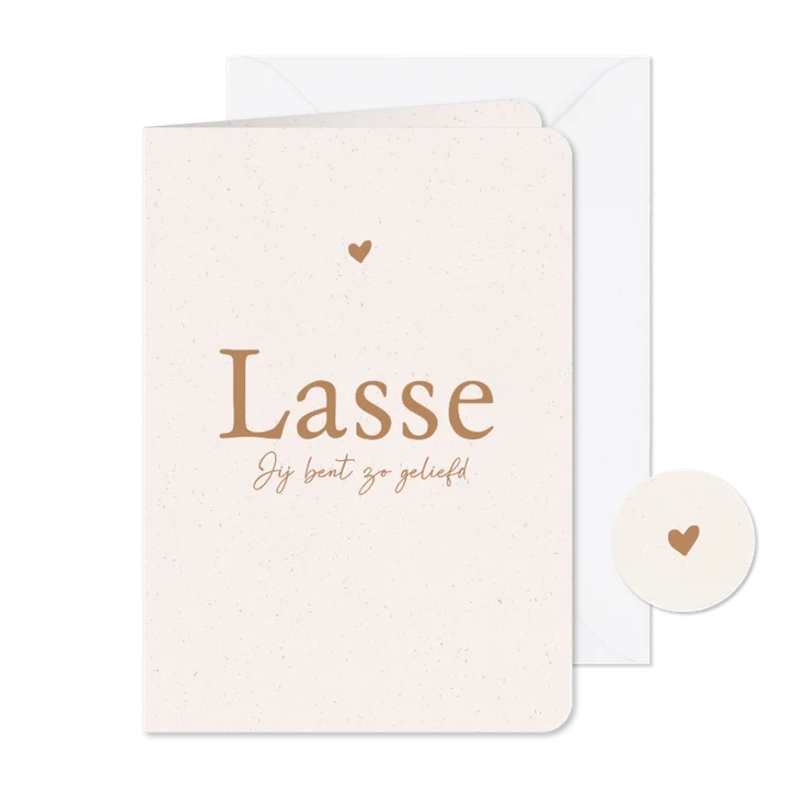Minimalistisch beige geboortekaartje met papiertextuur