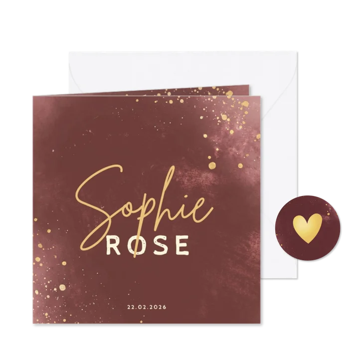  Minimalistisch geboortekaartje terra roze stijlvol