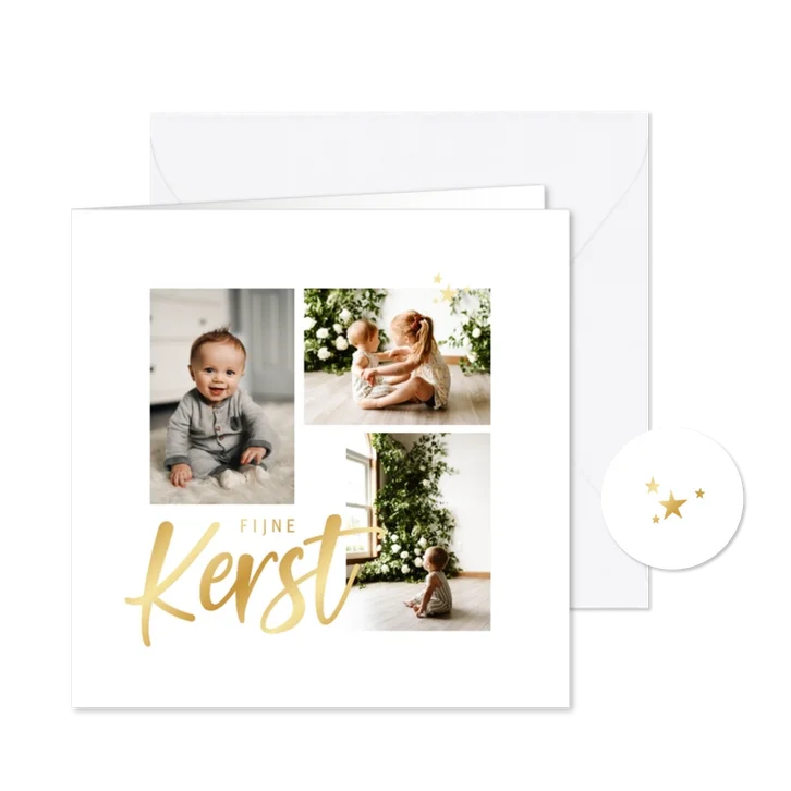 Minimalistisch kerstkaartje fotocollage fijne kerst