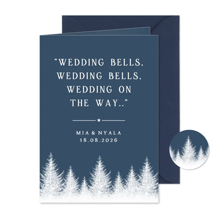 Minimalistische Kerst Save the Date kaart winterlandschap