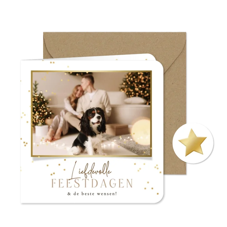 Minimalistische kerstkaart liefdevolle feestdagen foto ster