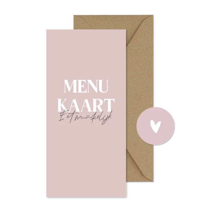 Minimalistische menukaart roze en wit